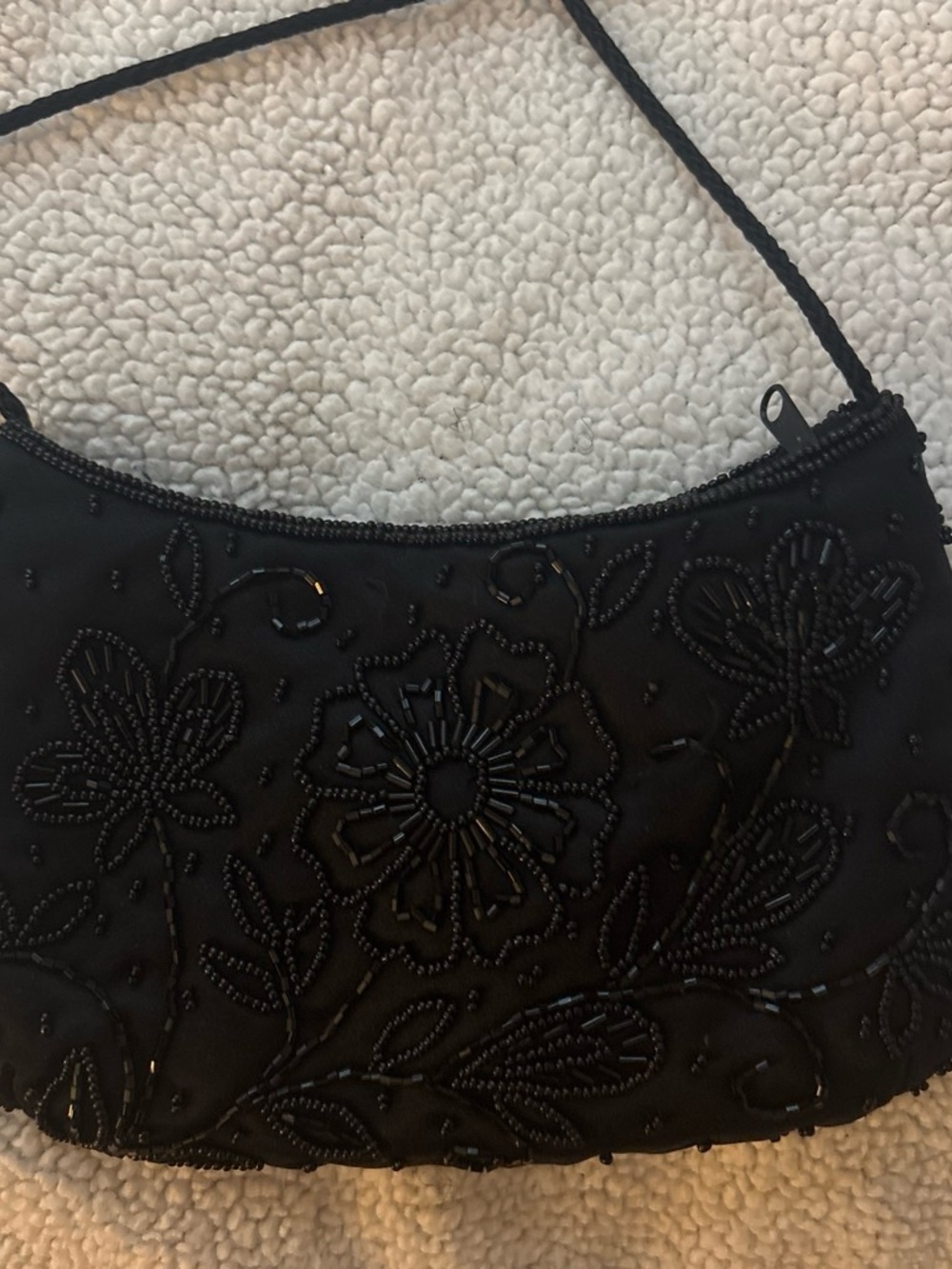silence + noise Black Beaded Floral Wristlet Clutch